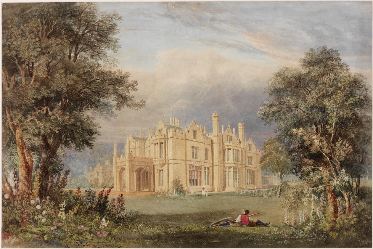 Lilburn Tower, Northumberland (bc, tužka a wc na papíře) od John Dobson