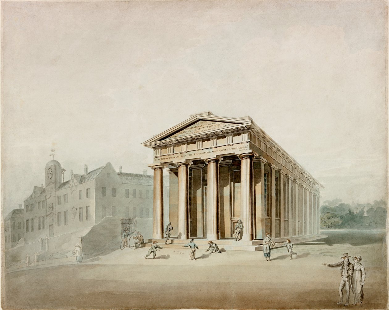 Royal Jubilee School (inkoust a wc na papíře) od John Dobson