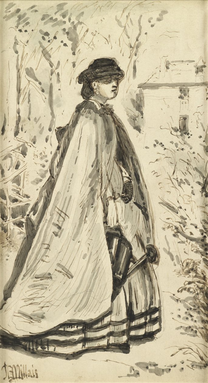 Kvete krásnější než růže (pero a inkoust a perte na papíře) od John Everett Millais