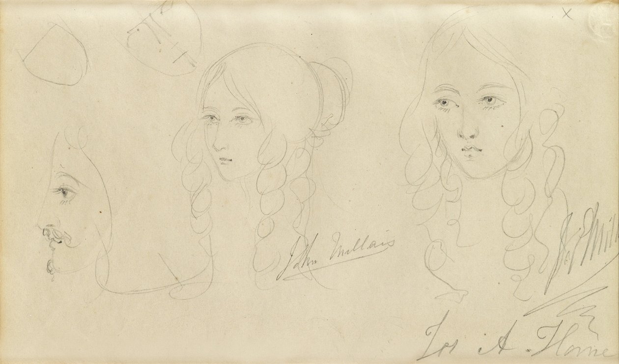 Náčrtky dívčí hlavy od John Everett Millais