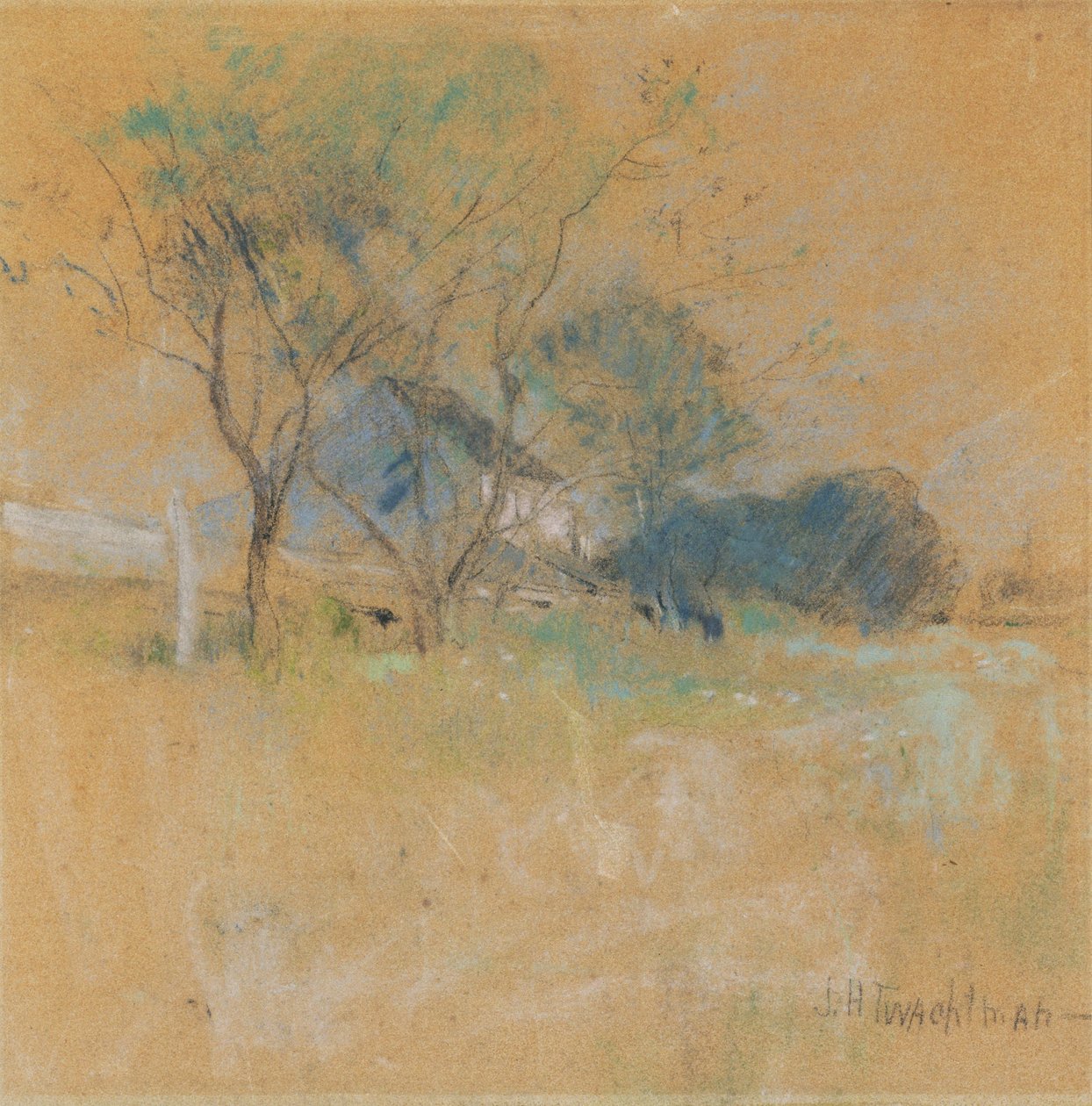 Dům a strom od John Henry Twachtman