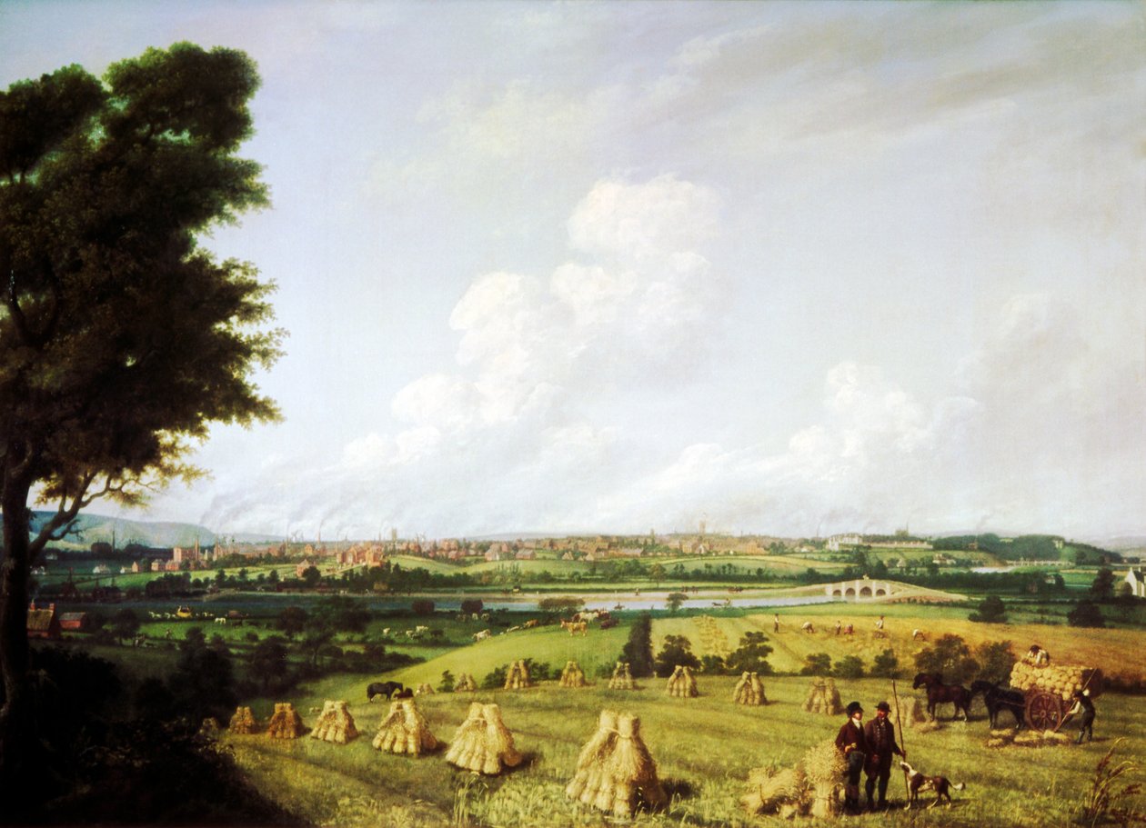 Pohled na Preston z Penwortham Mill, 1821 od John Jenkinson