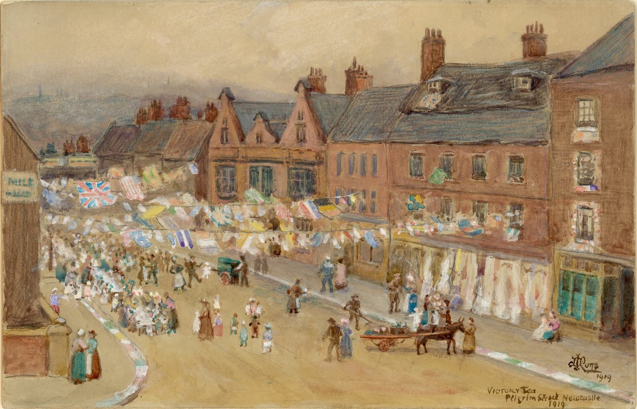 Victory Tea, Pilgrim Street, 1919 (čb, tužka a čb na papíře) od John Joseph Potts