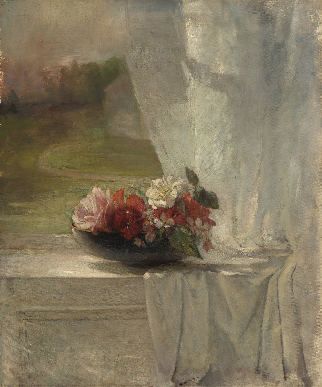Květiny na okenní římse, c.1861 od John La Farge or Lafarge