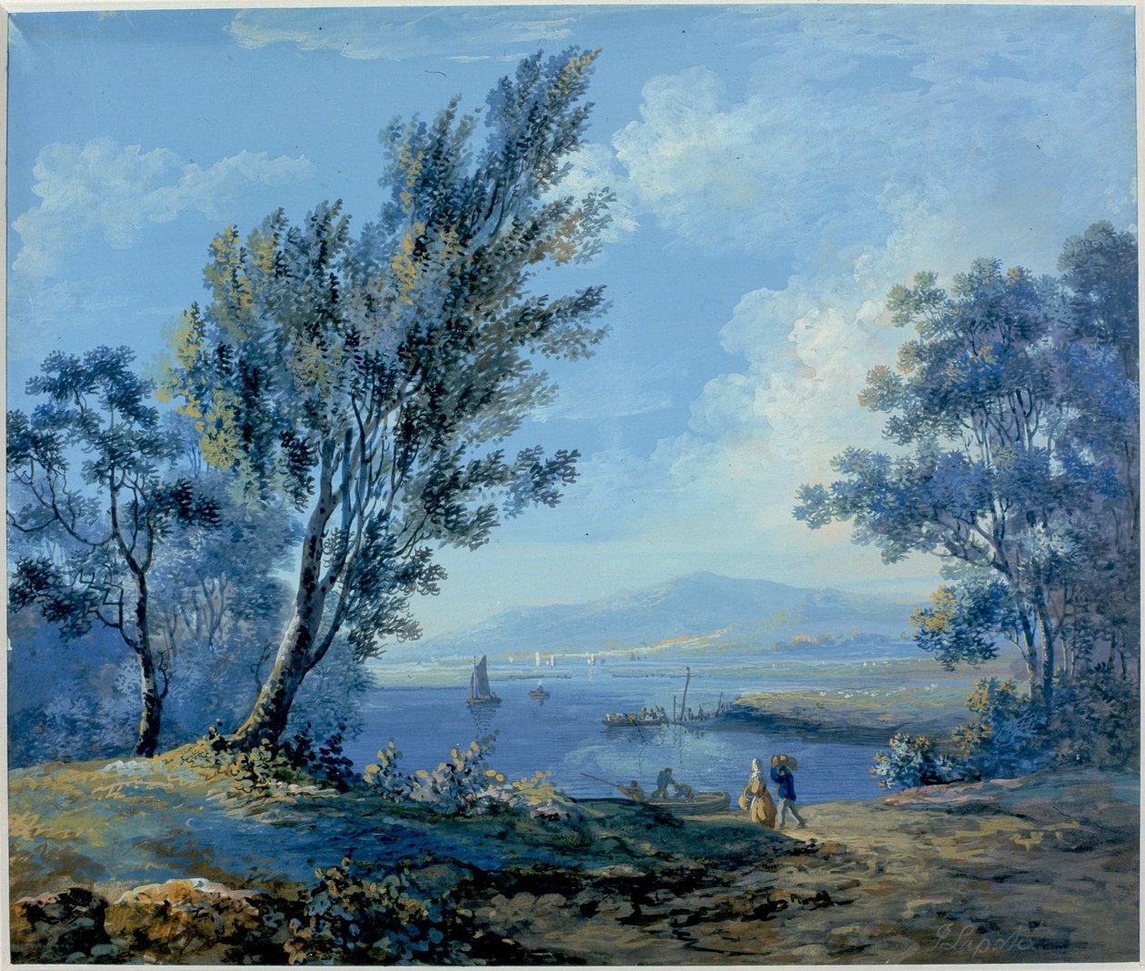 Lake Scene (bc a wc na papíře) od John Laporte