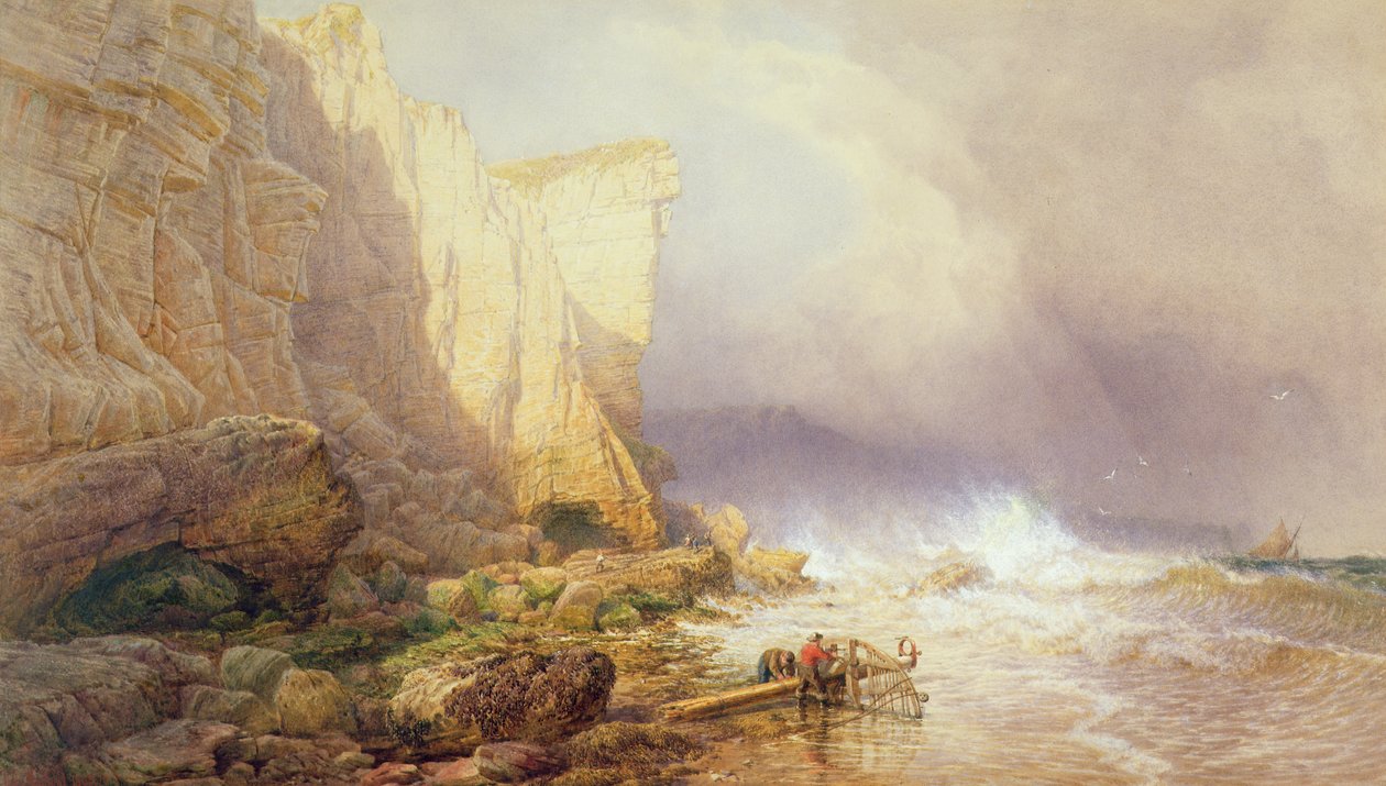 Bouřlivé počasí, vyjasňování útesů Seaton, jižní Devon, 19. století od John Mogford