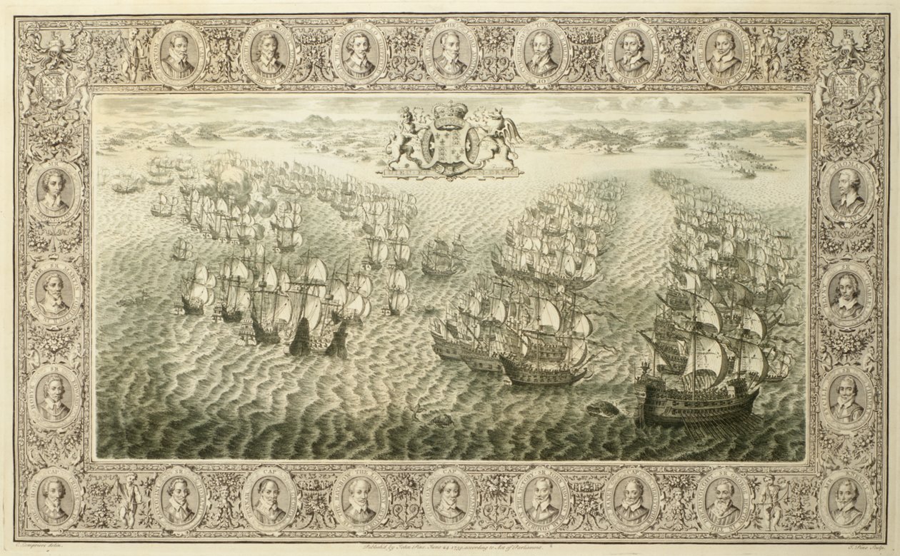 Armada (rytina z tapiserie), 1739 od John Pine