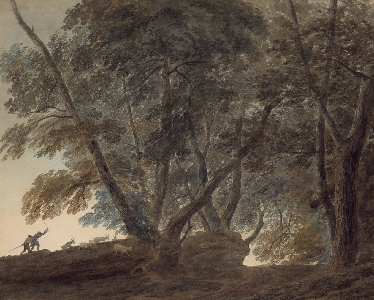 The goatherd- View on the Galleria di Sopra above the Lake of Albano od John Robert Cozens