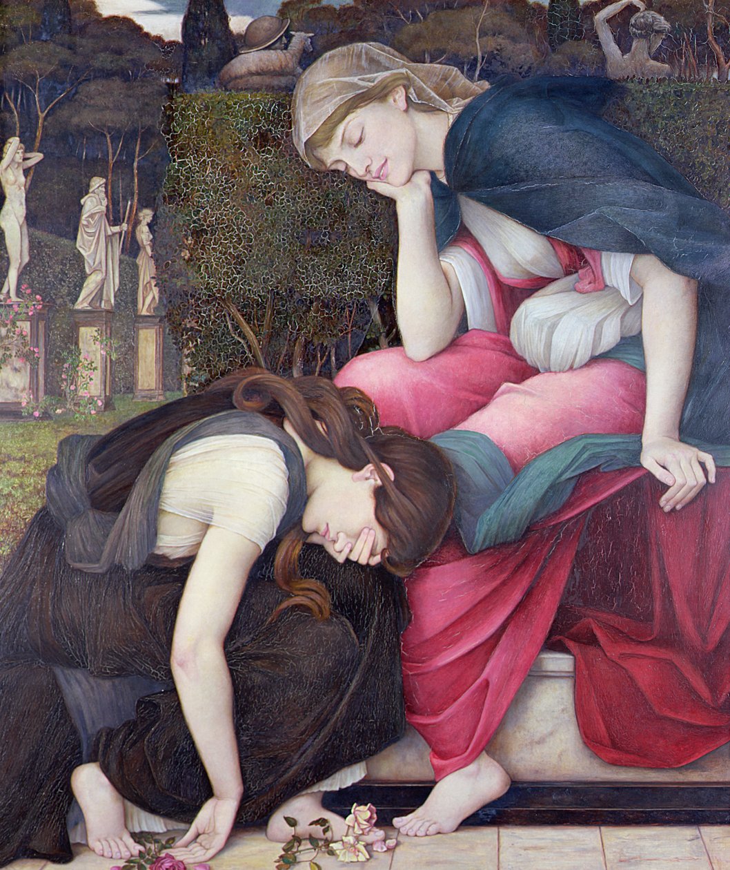 Trpělivost na památníku s úsměvem na žal, exh. 1884 od John Roddam Spencer Stanhope
