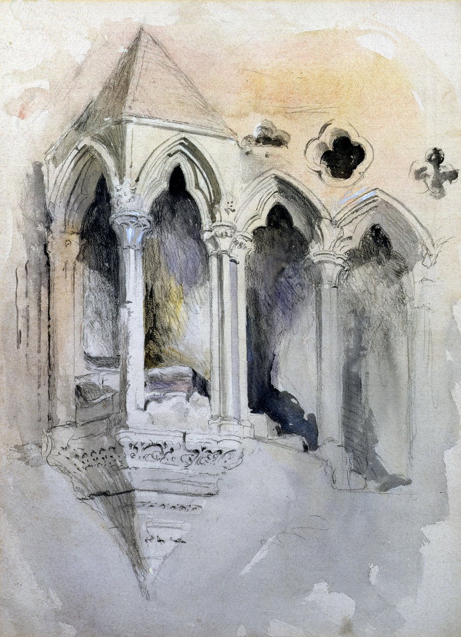 Gotické schodiště v Chester Cathedral od John Ruskin