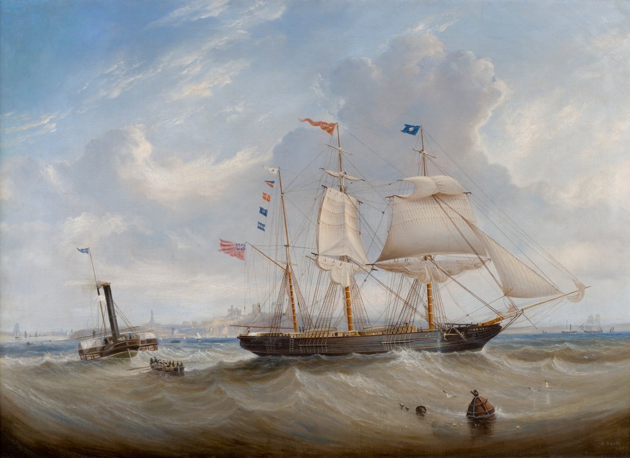 Plachetnice "Anne" opouští řeku Tyne, 1859 od John Scott
