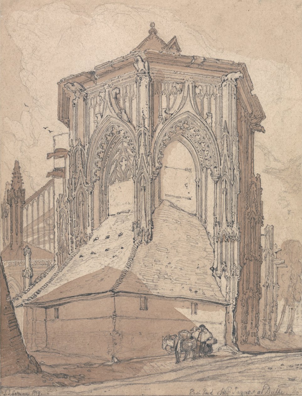 East End of Saint Jacques v Dieppe, Normandie od John Sell Cotman