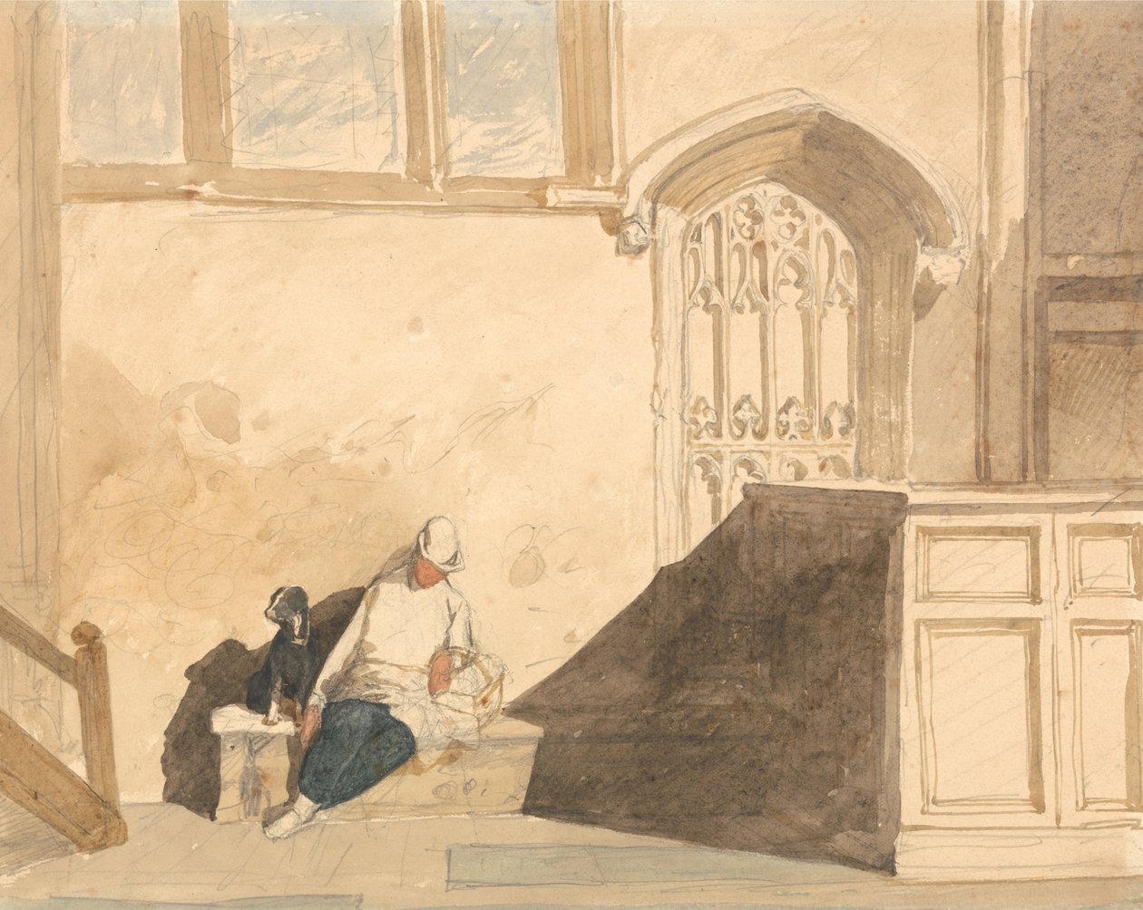 Potulný chlapec spí v kostele od John Sell Cotman