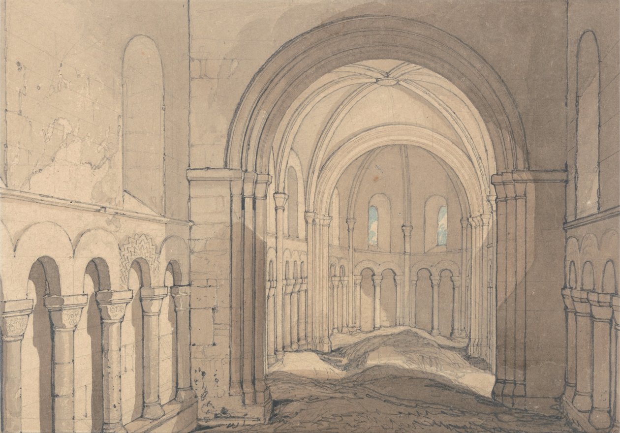 Interiér kaple Saint Julien, poblíž Rouen, Normandie od John Sell Cotman