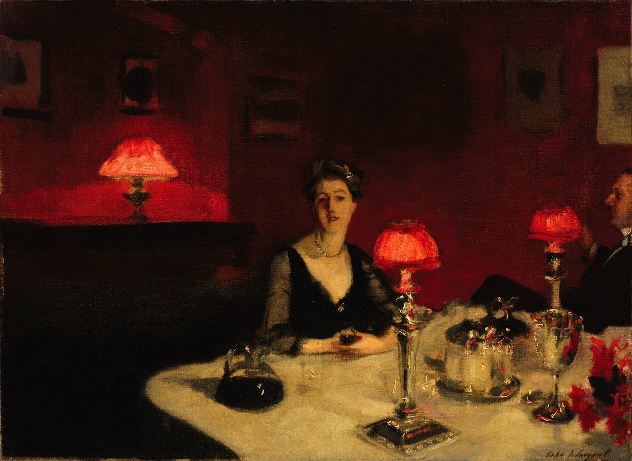 Sklenice portského (A Dinner Table at Night) od John Singer Sargent