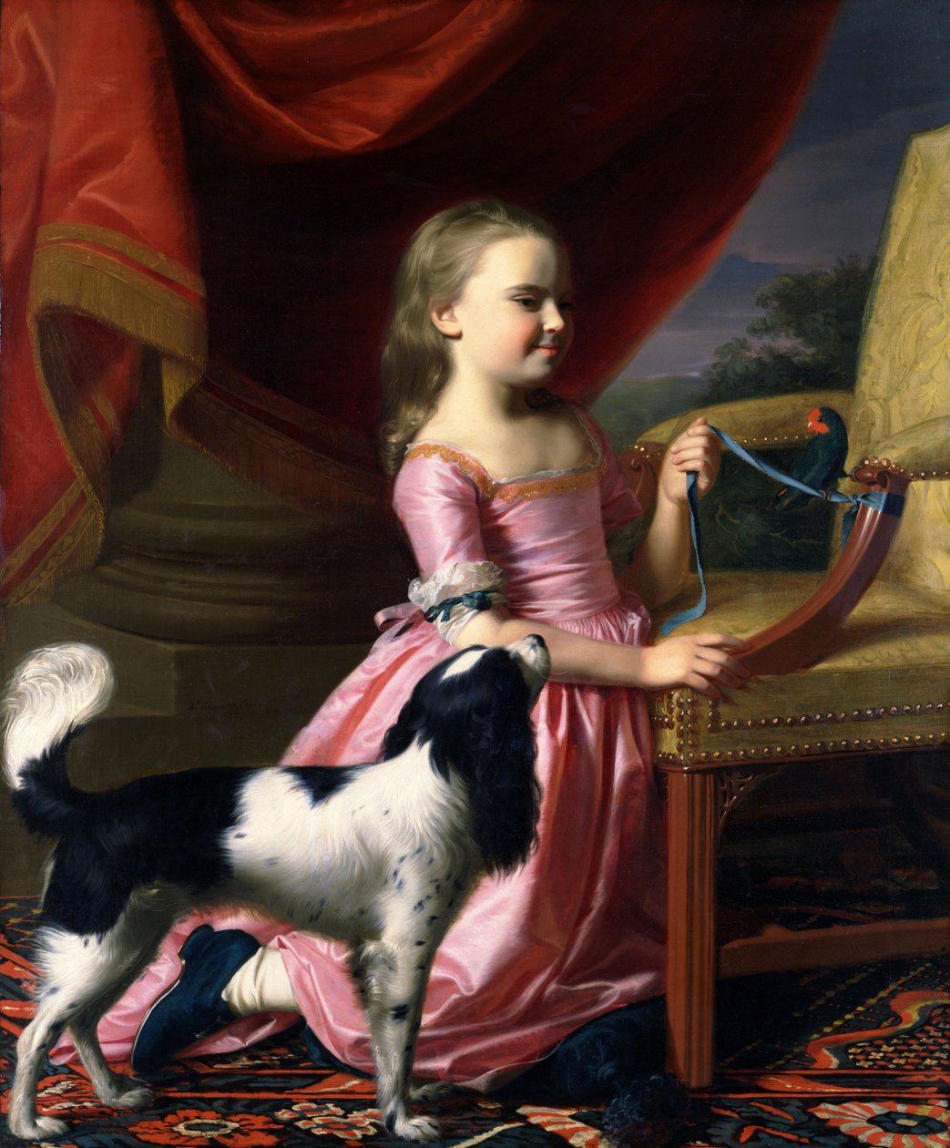 Mladá dáma s ptákem a psem od John Singleton Copley