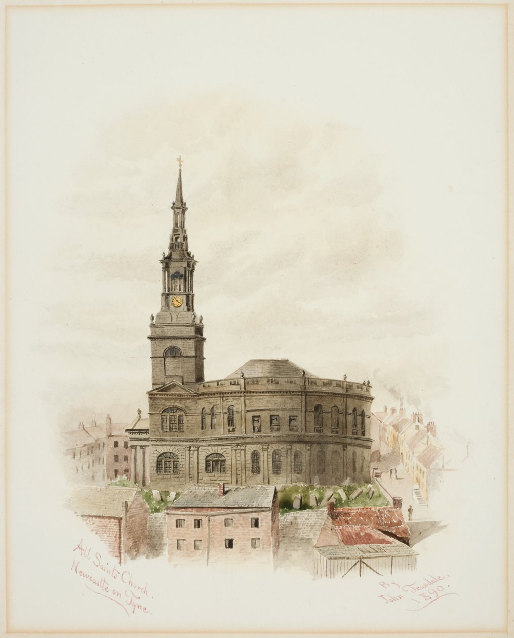 Kostel Všech svatých, Newcastle upon Tyne (bodycolor) od John Teasdale