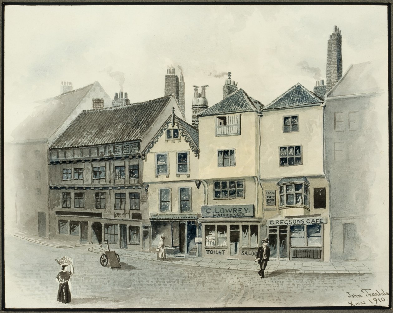The Side, Newcastle upon Tyne, 1910 (tužka a akvarel na papíře (na kartě)) od John Teasdale
