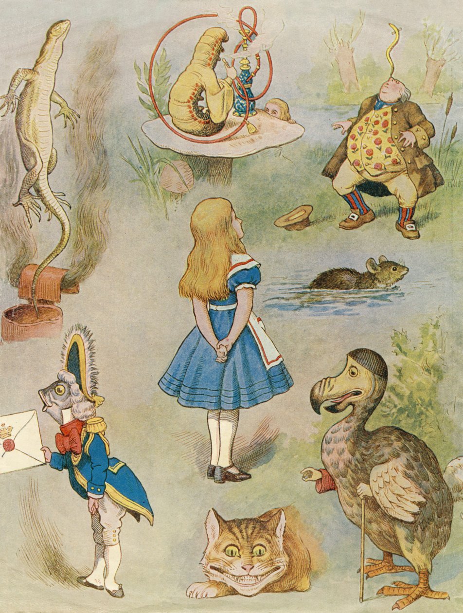 Postavy z Alenky v říši divů (barevná rytina) od John Tenniel