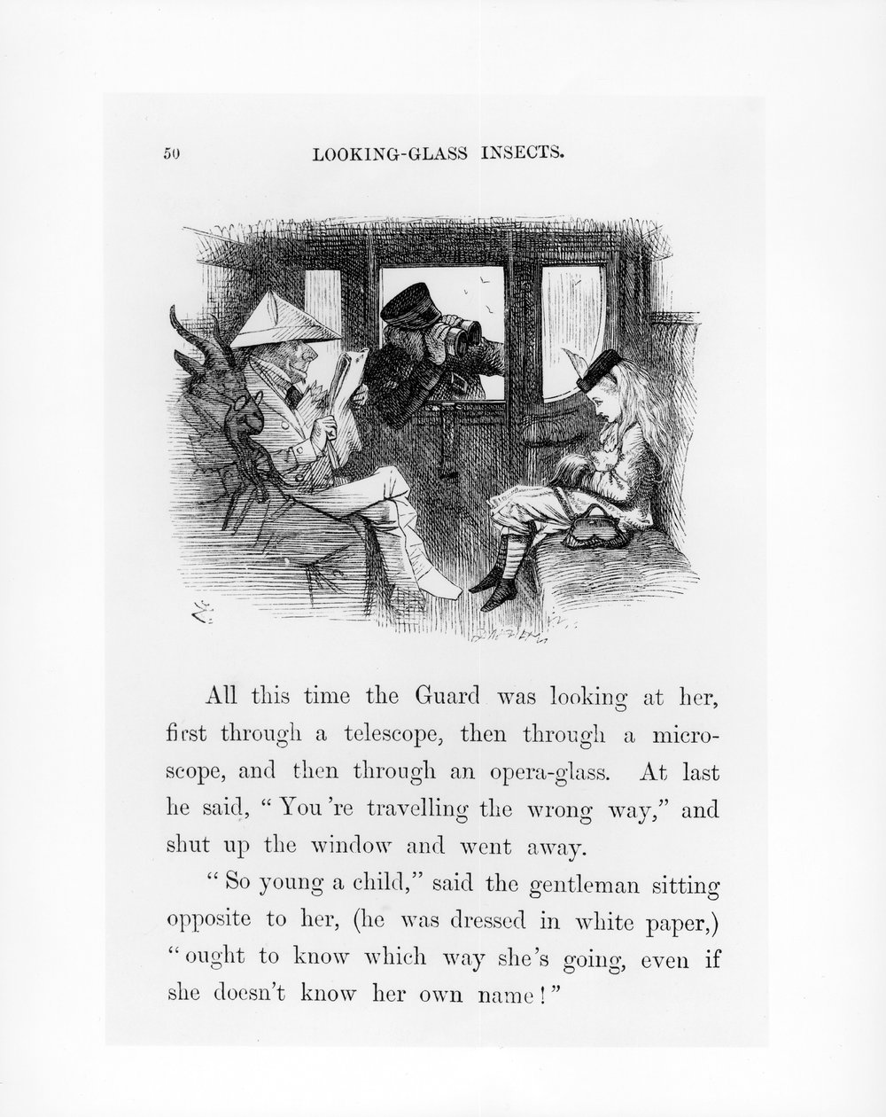 Hmyz z zrcadla, ilustrace z „Alice Through the Looking-Glass“ od Lewise Carrolla (1833-98) 1872 od John Tenniel