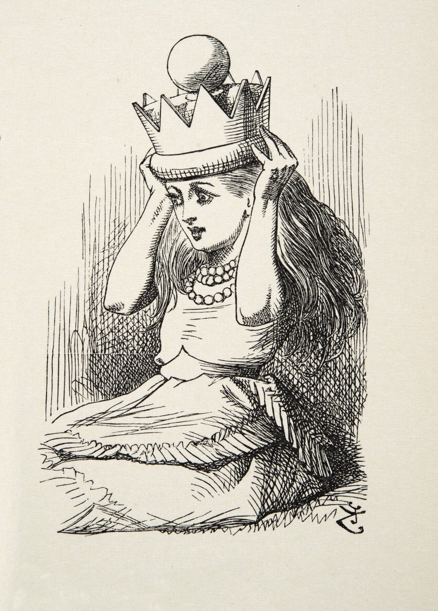 Královna Alice, ilustrace z filmu Through the Looking Glass od Lewise Carrolla (1832 - 98), 1872 od John Tenniel