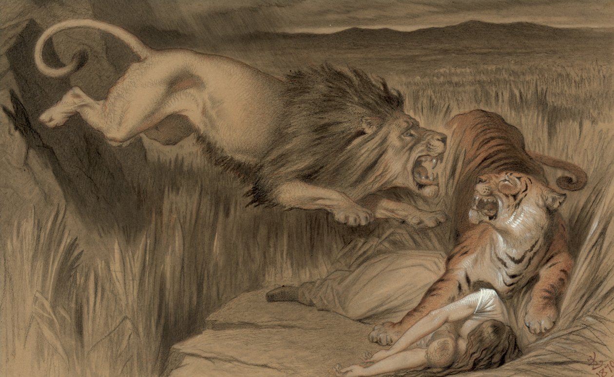Britská lví pomsta na bengálském tygru, 1870 od John Tenniel