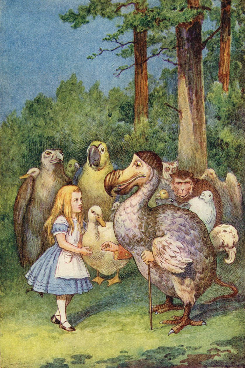 Dodo daruje Alici náprstek (barevná rytina) od John Tenniel