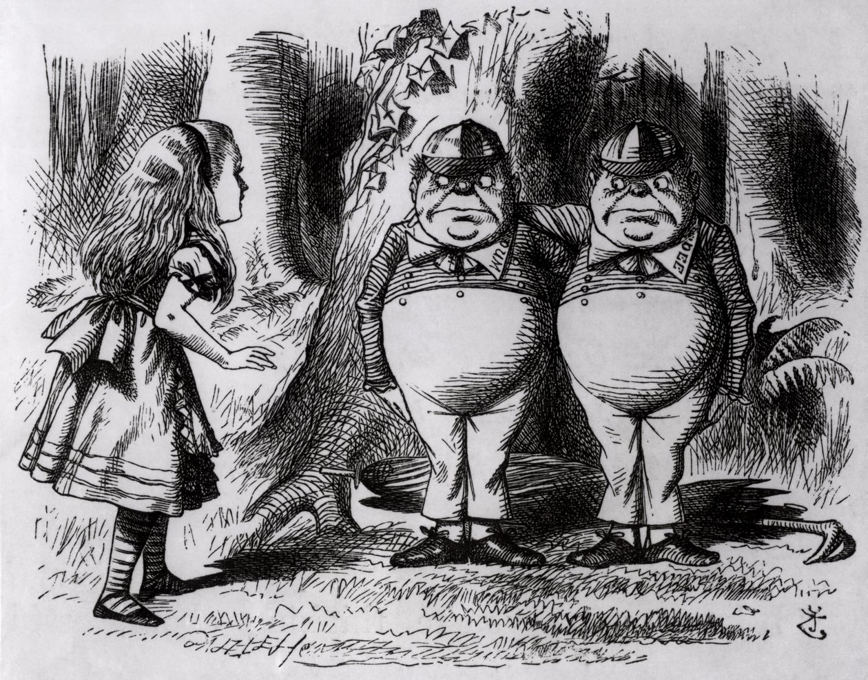 Tweedledum a Tweedledee, ilustrace z 