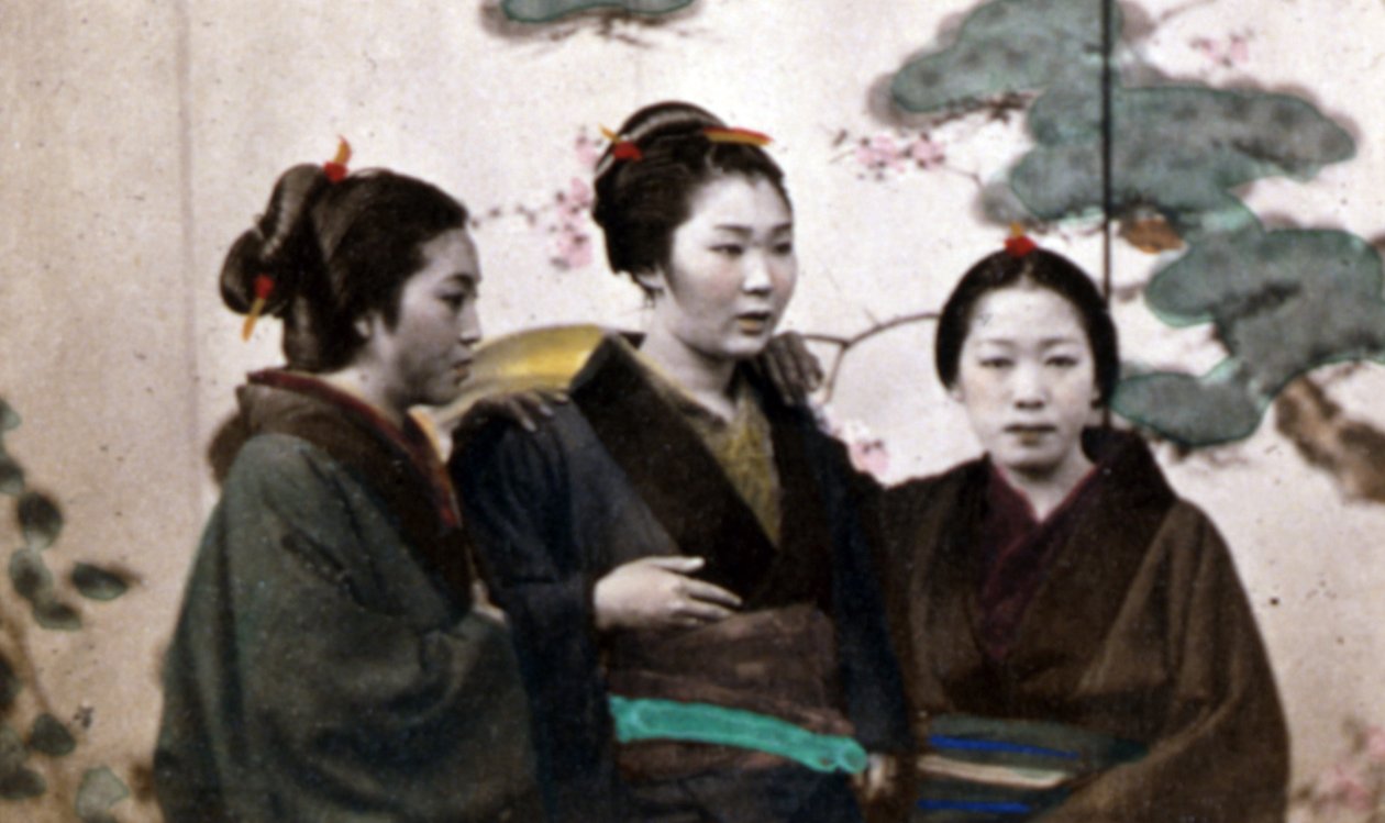 Japonky, 1890 (ručně kolorovaná fotografie) od John Thomson