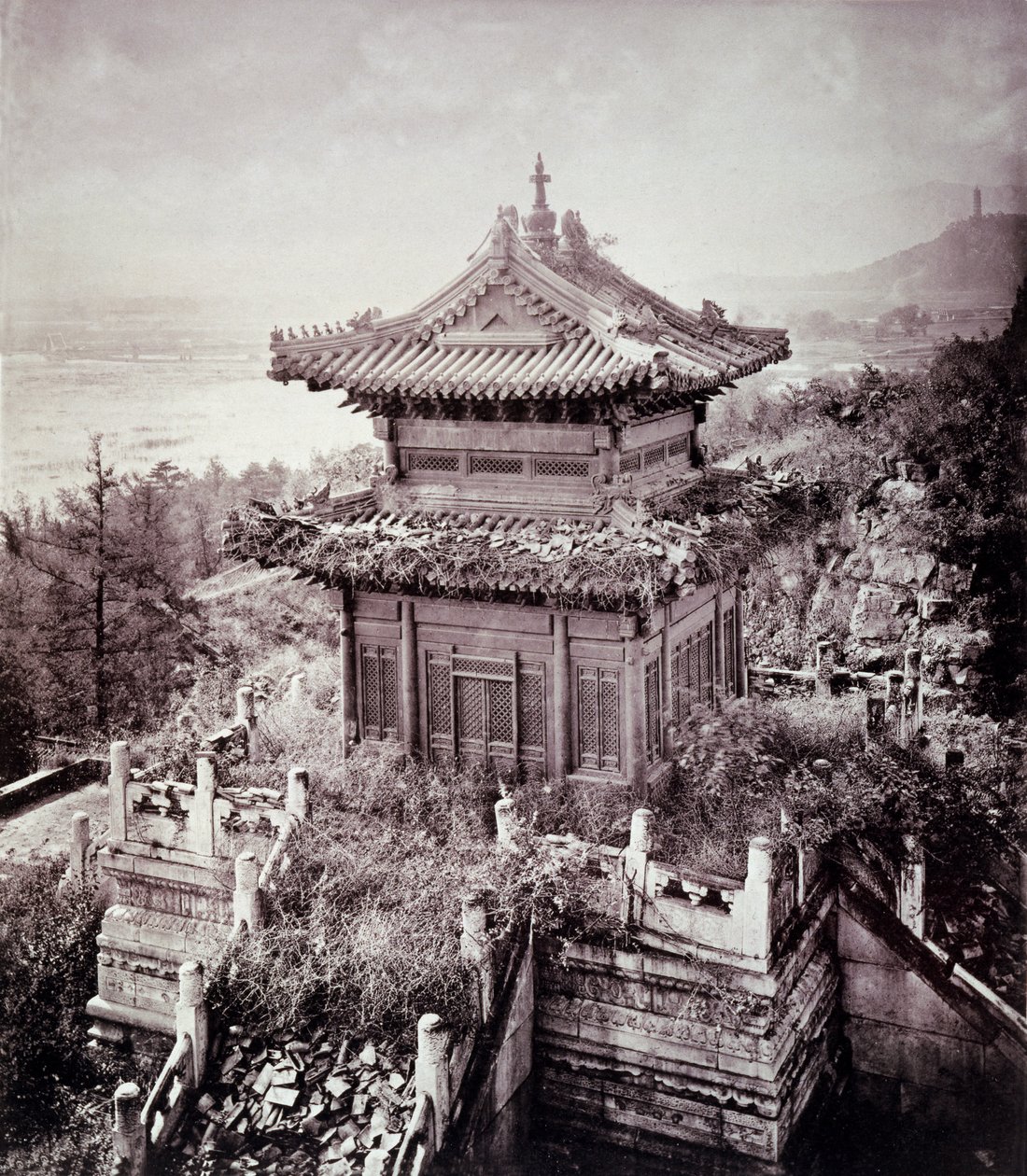 Zarostlá pagoda, kolem 1855-65 (kolotyp) od John Thomson