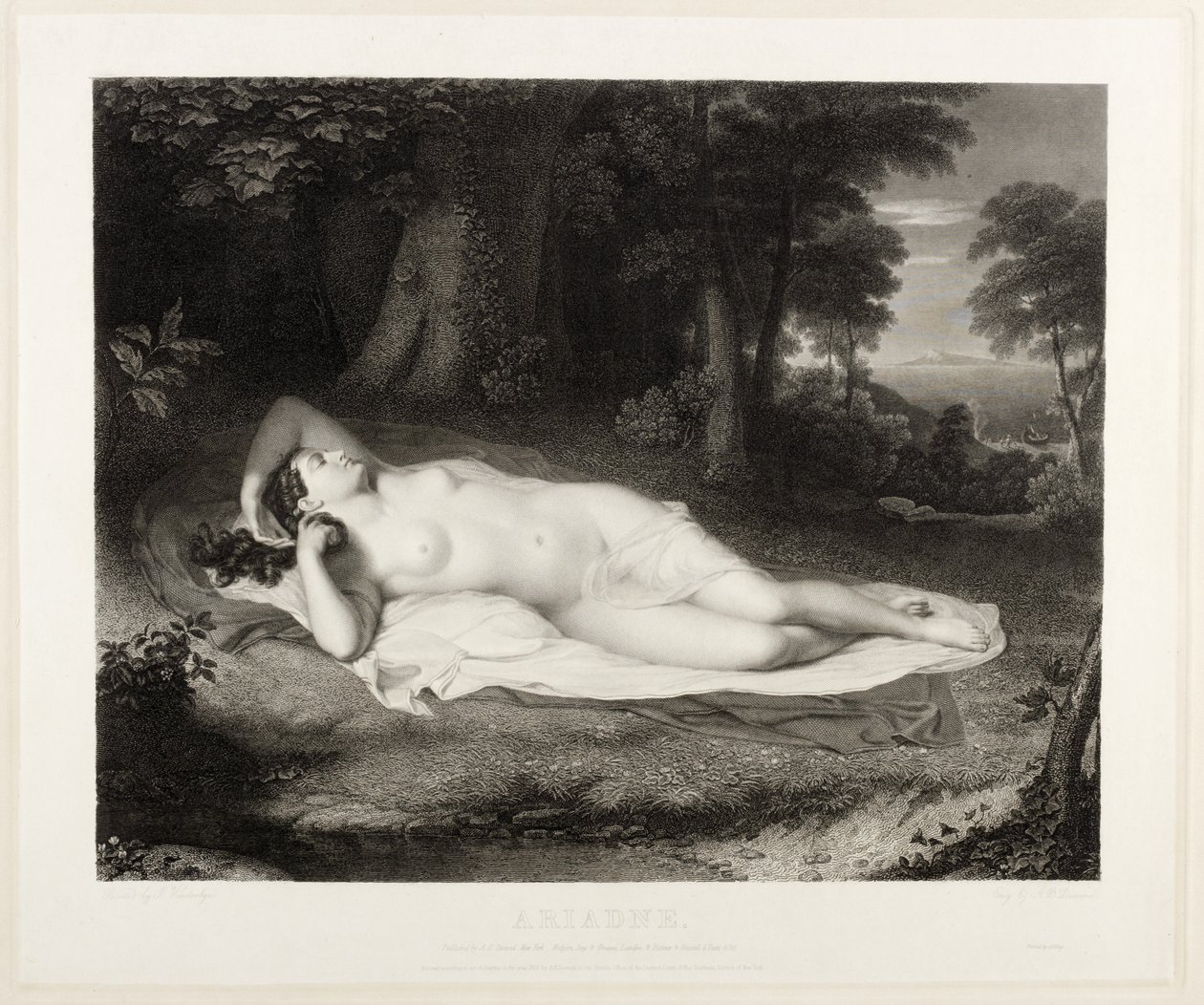 Ariadna, vyryl Asher B. Durand, 1835 od John Vanderlyn