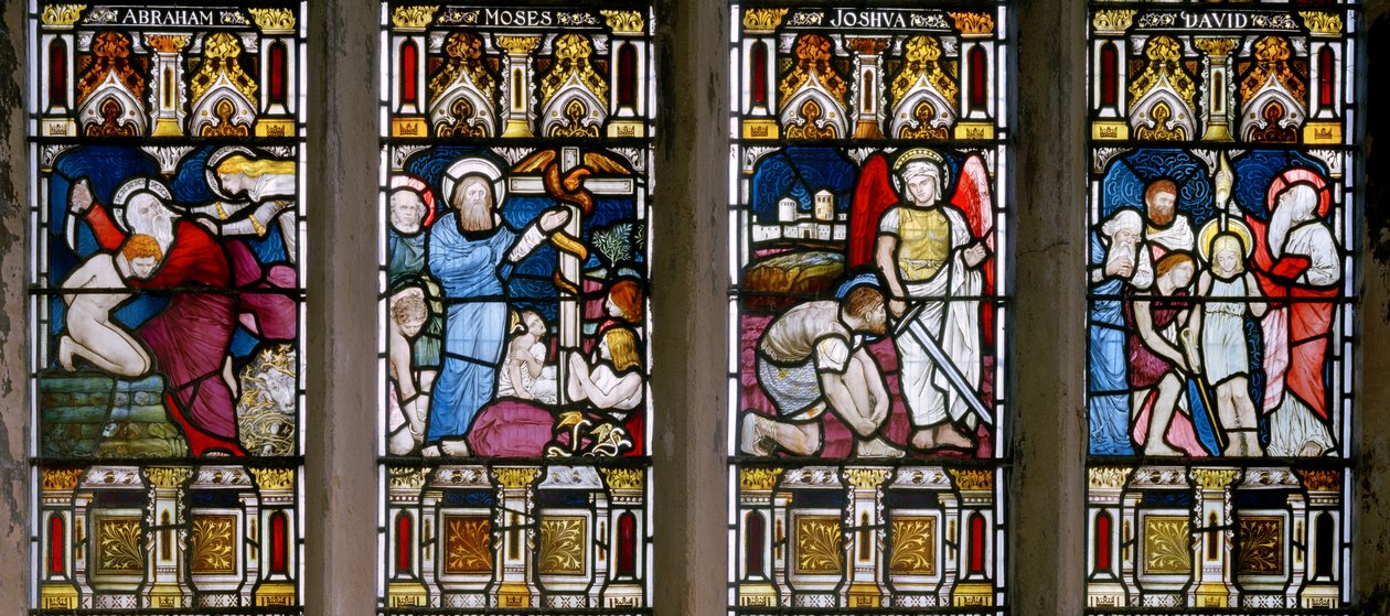 Ulceby, St Nicholas, James Powell & Sons, John William Brown (1842-1928), Four Old Testament Predellas, 1876 od John William Brown