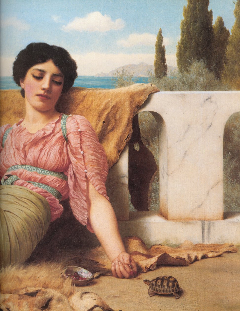 Tichý mazlíček detail od John William Godward