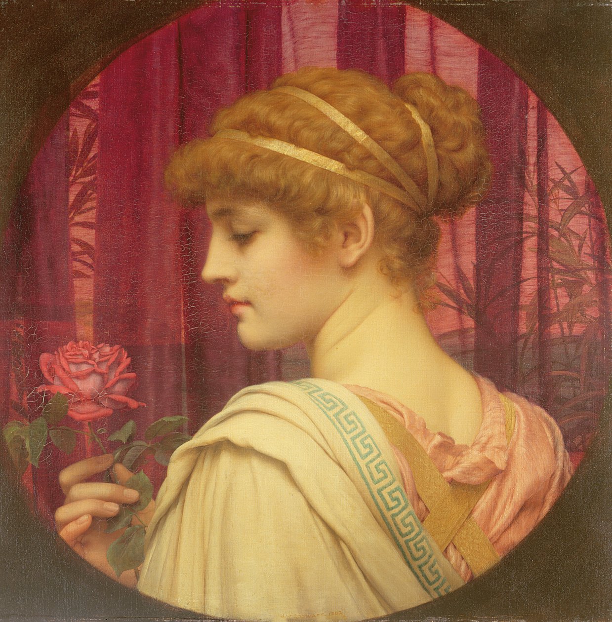 Dívka s červenou růží od John William Godward