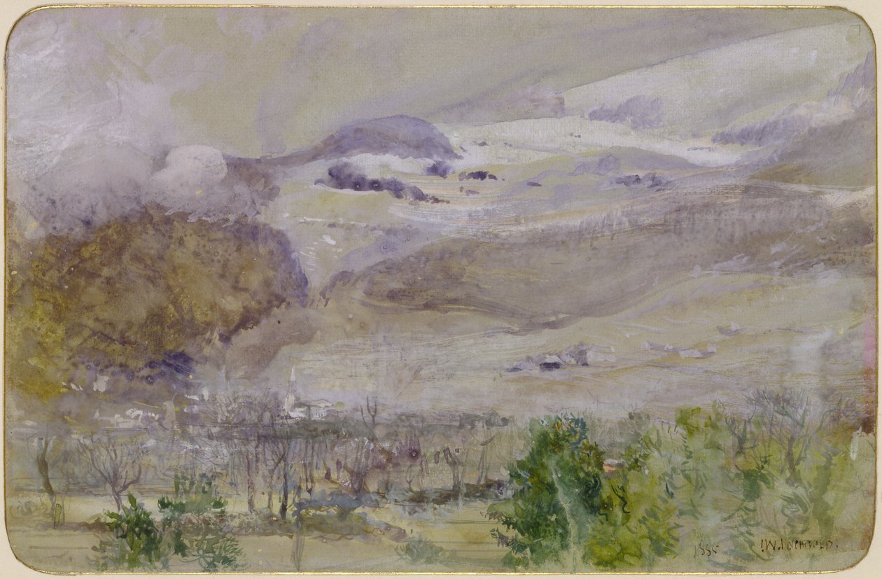 Krajina švýcarského údolí, 1885 (wc a kvaš na papíře) od John William Inchbold