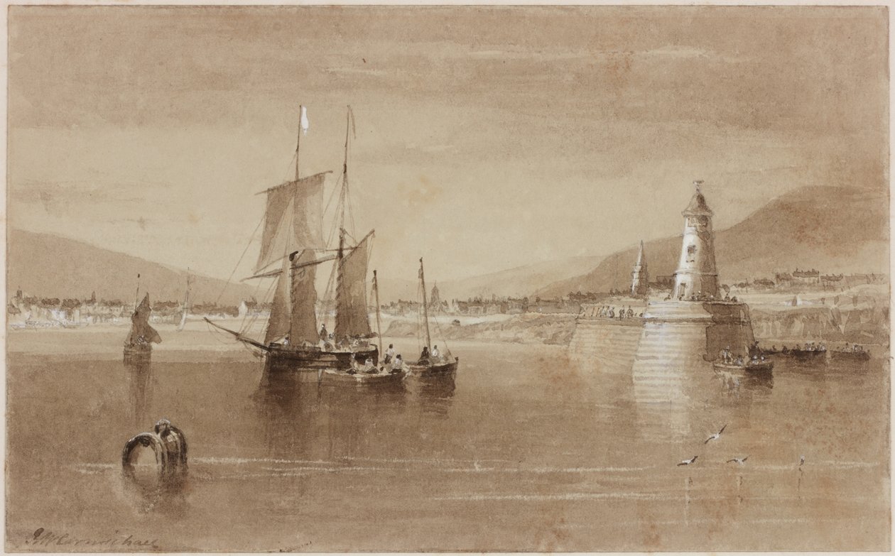 Berwick on Tweed (inkoust (sépie) na papíře) od John Wilson Carmichael