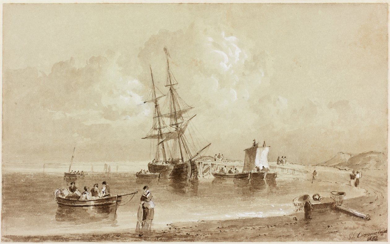 Budle Bay, Northumberland (inkoust (sépie) na papíře) od John Wilson Carmichael
