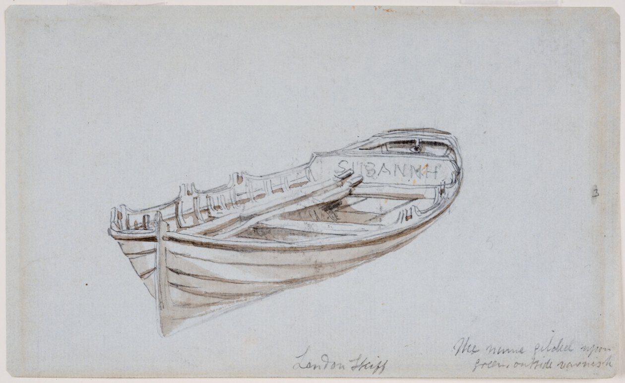London Skiff (tužka a akvarel na papíře (modrá)) od John Wilson Carmichael