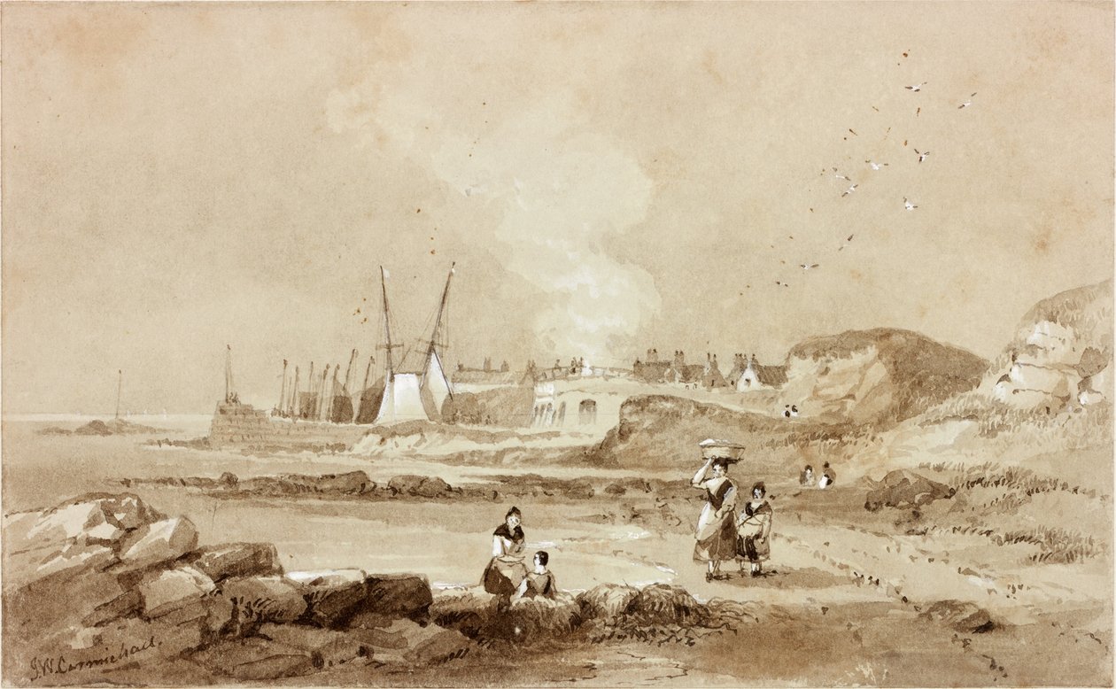 North Sunderland, Northumberland (inkoust (sépie) na papíře) od John Wilson Carmichael