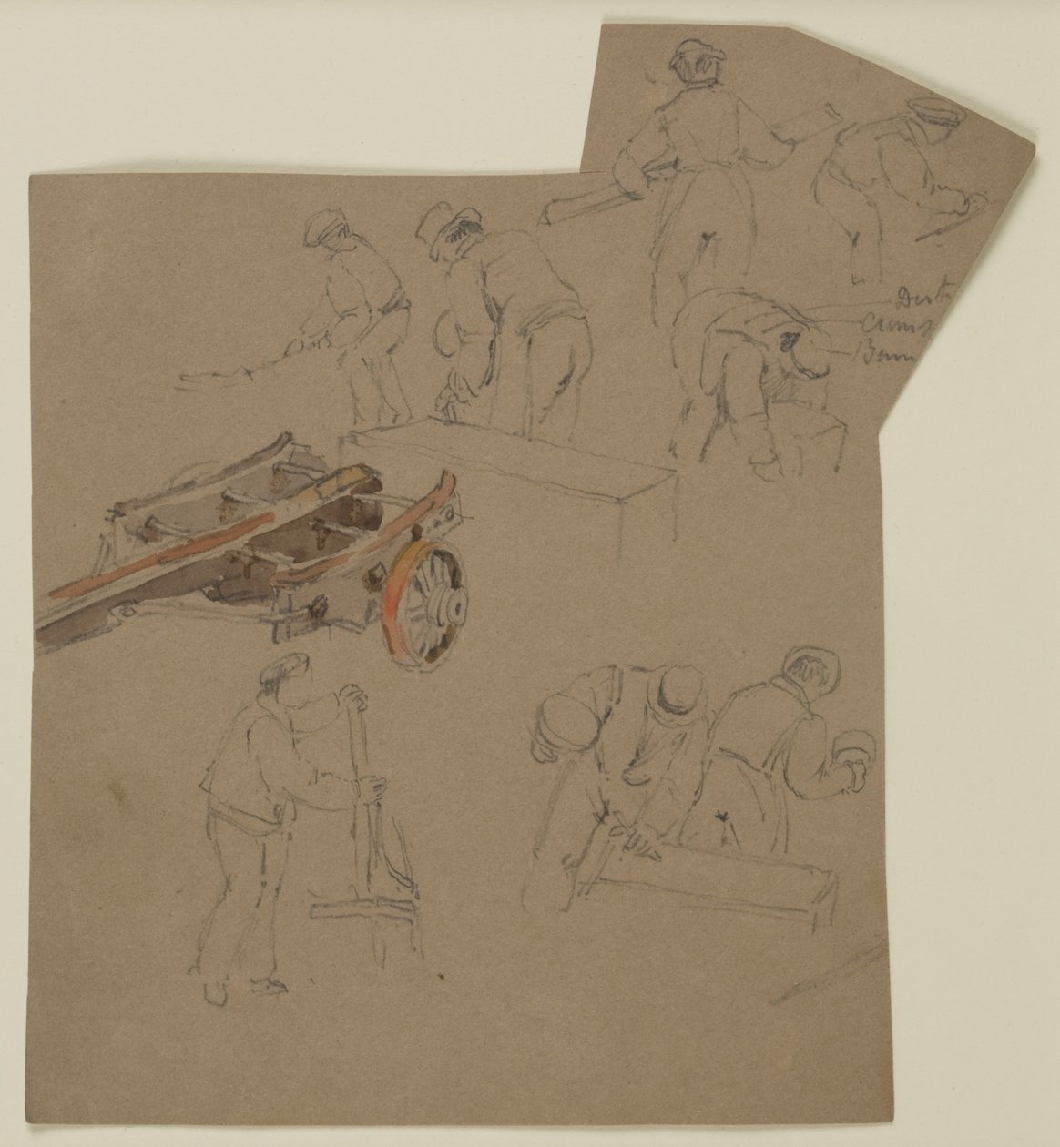 Studie mužů v práci (tužka a akvarel na papíře (hnědá)) od John Wilson Carmichael