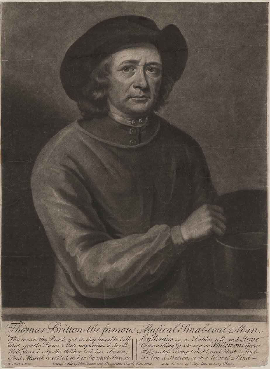 Thomas Britton, rytý John Simon (1675-1751), 1703 (mezzotinta) od John Wollaston
