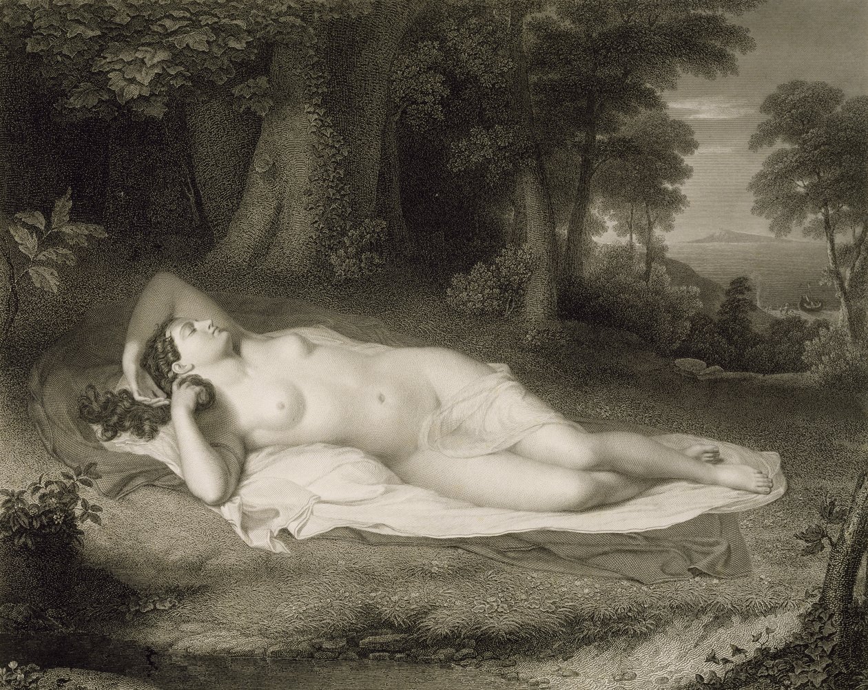 Ariadne, vyryl Asher Brown Durand (1796-1886) od John after Vanderlyn