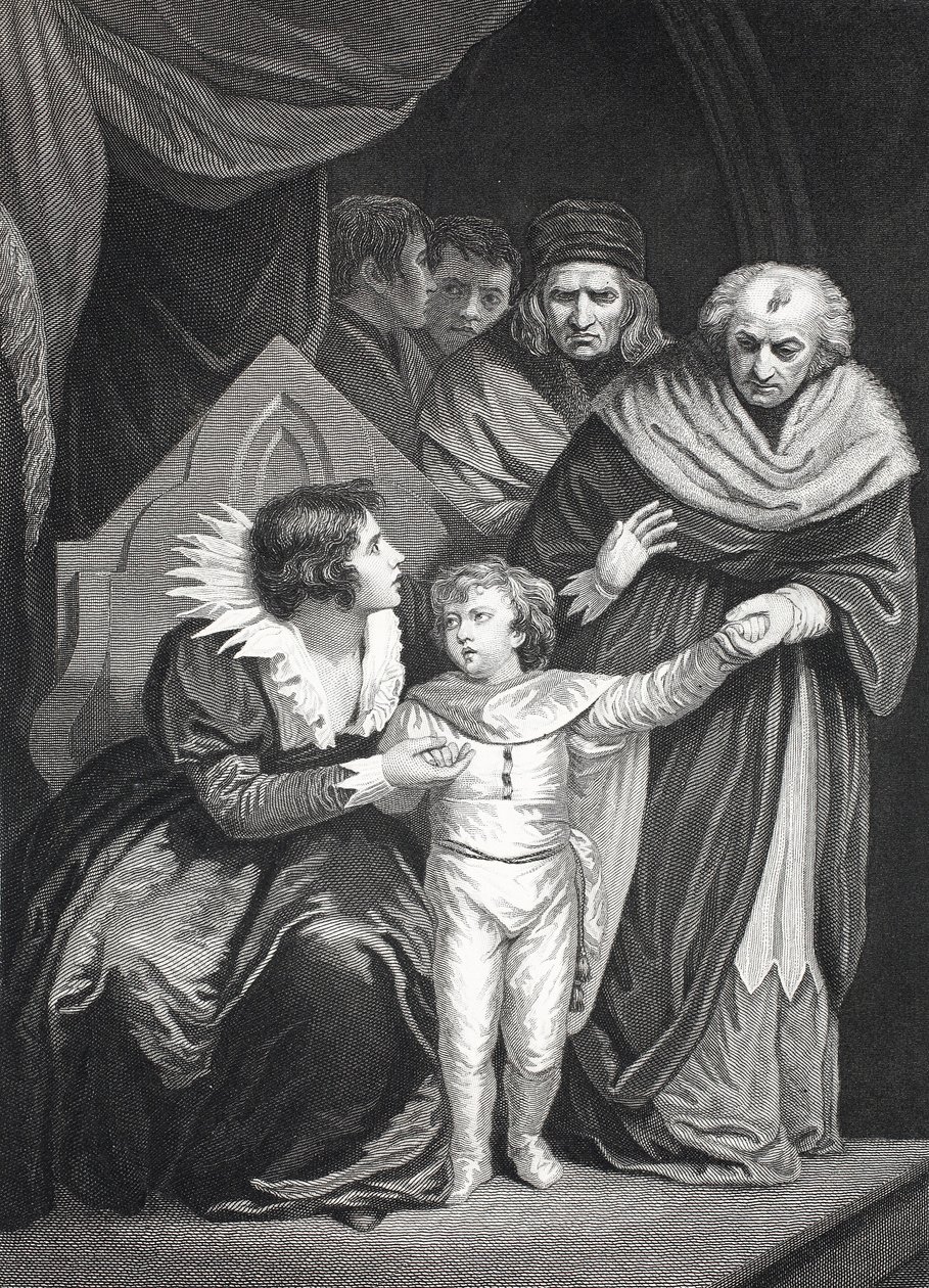 Elizabeth Woodville se vzdala svého syna (litho) od John (after) Opie