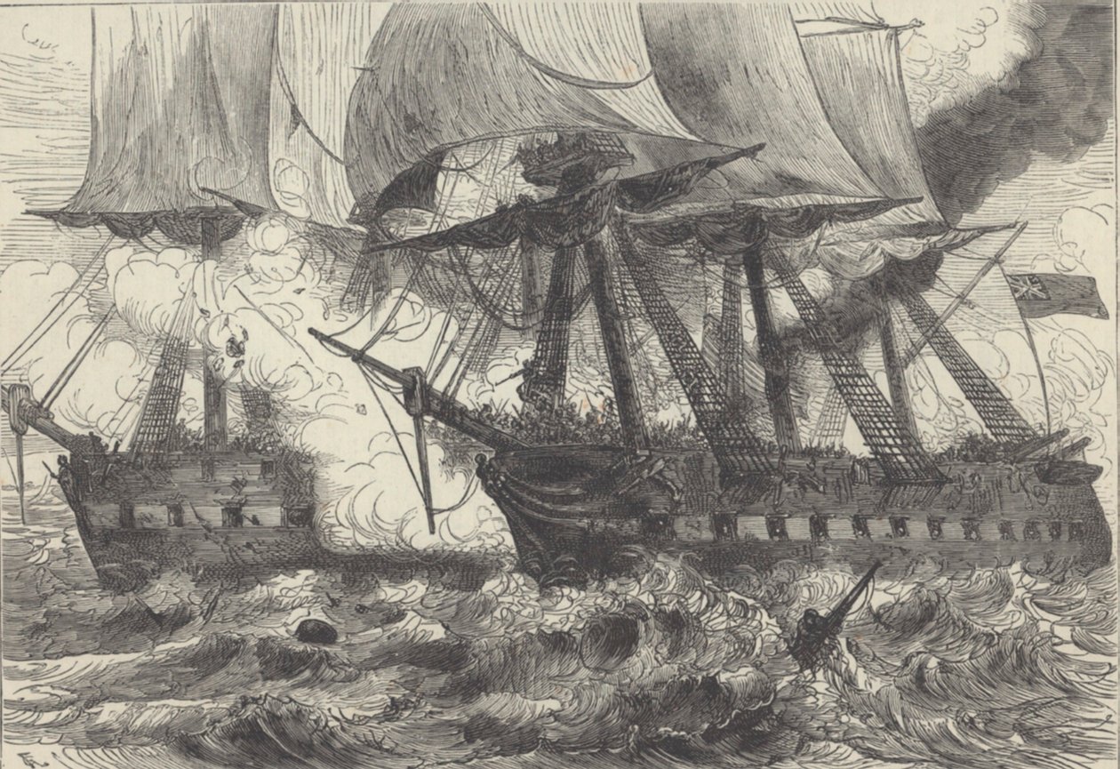 Námořní bitva (litho) od Walter Charles Mills