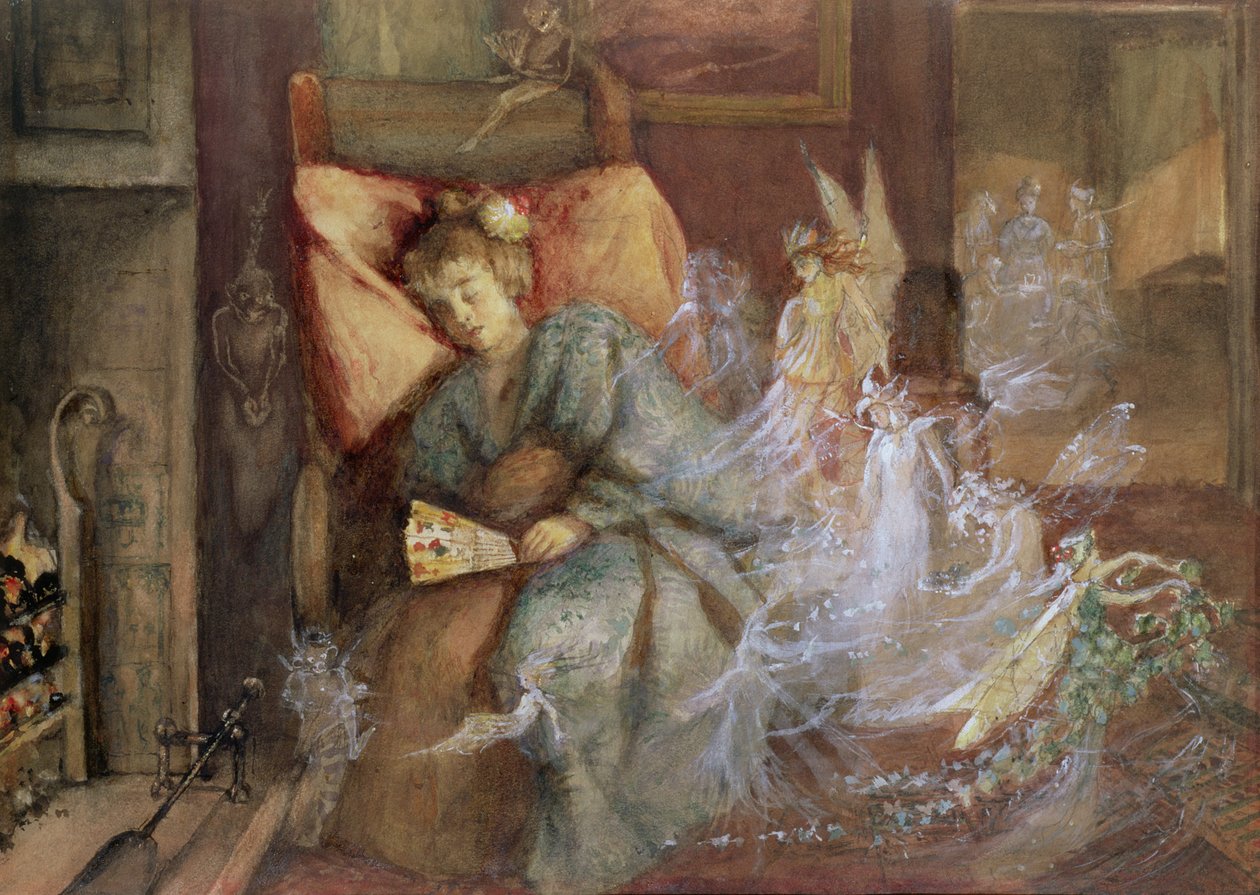 Sen (wc, kvaš na papíře) od John Anster Fitzgerald
