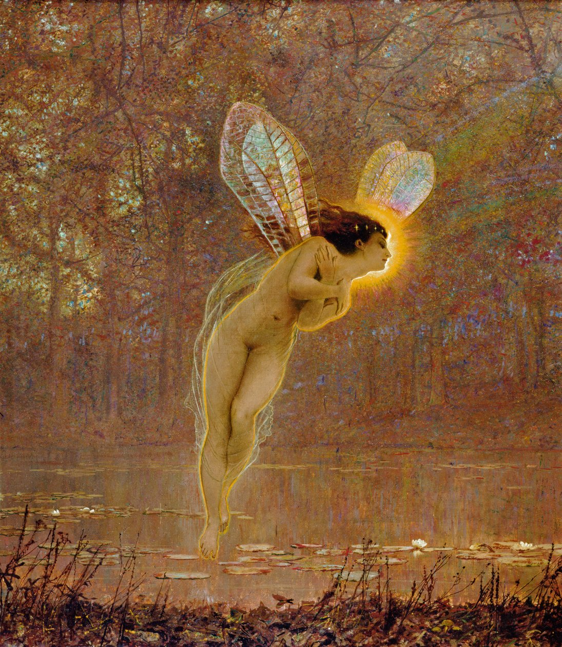 Iris, detail víly od John Atkinson Grimshaw