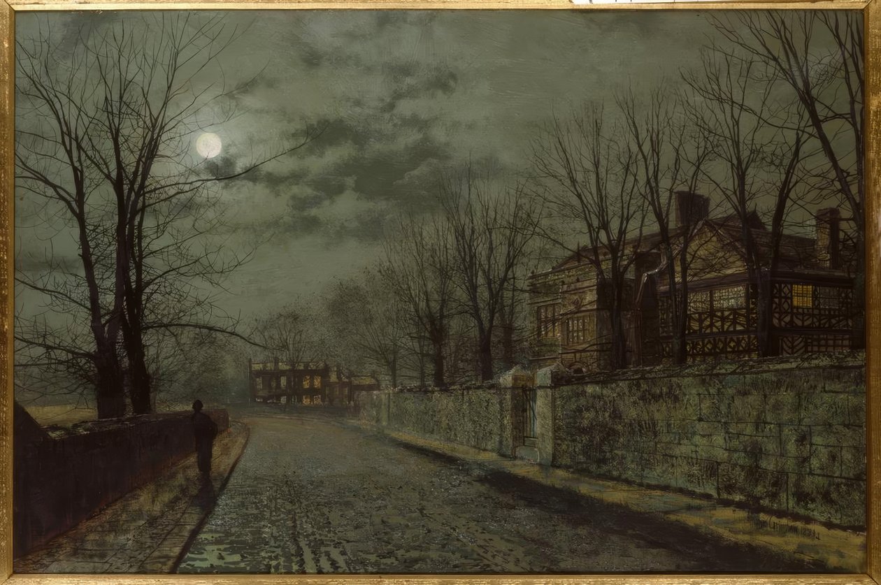 J.A.Grimshaw, A Cheshire Road / Gemälde, 1883 od John Atkinson Grimshaw