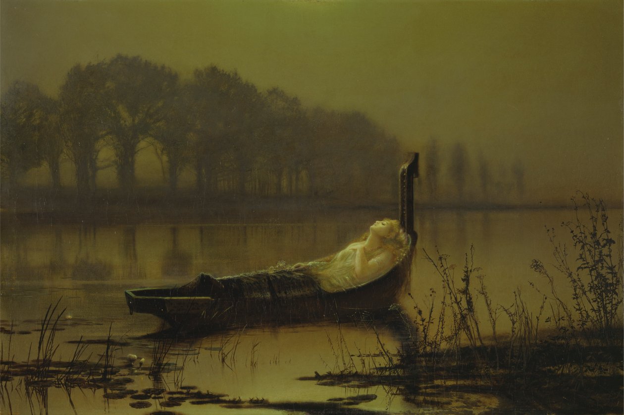 "Paní ze Shalott" od John Atkinson Grimshaw