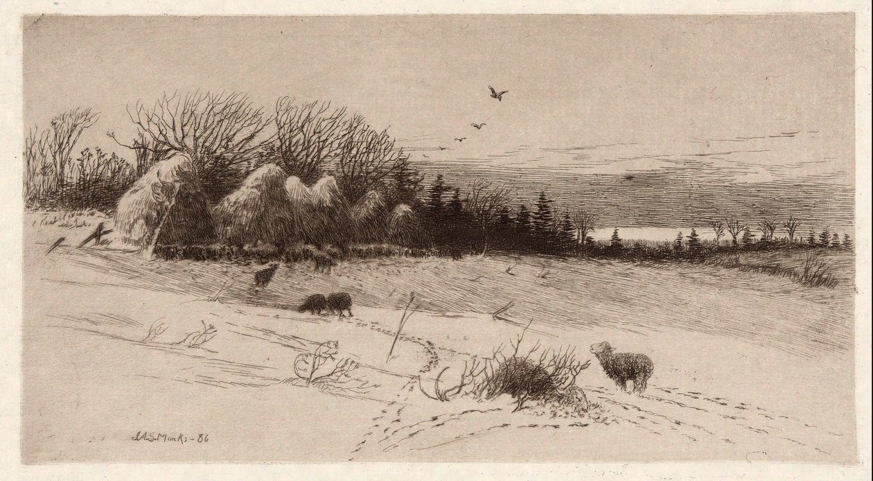 Ovce ve sněhu od John Austin Sands Monks