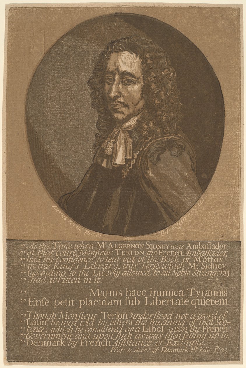 Algernon Sidney od John Baptist Jackson, after Justus van Verus